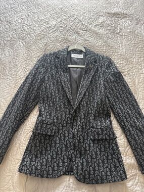 Dior Black & Gray Monogram Tailored Blazer